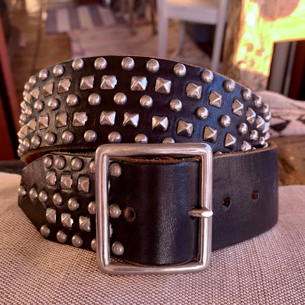 Vintage Handmade Real Leather Studded Belt